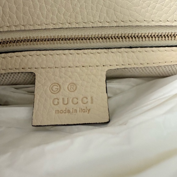 NEW Gucci Soho Off White Leather‎ Handbag Crossbody Clutch Ivory Made in Italy - Picture 4 of 16
